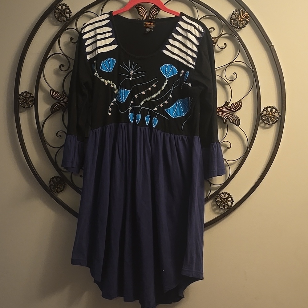 Rising International Women's Size XL Nepal Made Embroidered Dress NWT